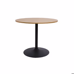 Miliboo - Table à manger design ronde en bois clair chêne et métal noir D90 cm CALISTA