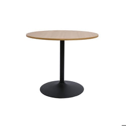 Miliboo - Table à manger design ronde en bois clair chêne et métal noir D90 cm CALISTA