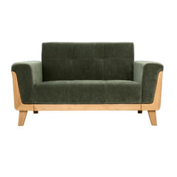 Miliboo - Canapé scandinave 2 places en tissu effet velours vert kaki et bois clair FJORD