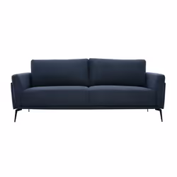 Miliboo - Canapé design 3 places en tissu effet velours texturé bleu foncé et métal noir MOSCO