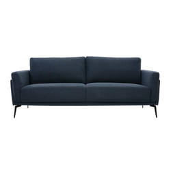 Miliboo - Canapé design 3 places en tissu effet velours texturé bleu foncé et métal noir MOSCO