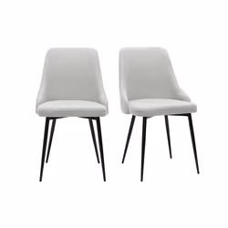 Miliboo - Chaises design en tissu effet velours texturé gris clair et métal noir (lot de 2) CULT