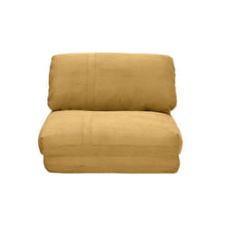 Miliboo - Chauffeuse 1 place convertible en tissu velours côtelé jaune curry SPENCER