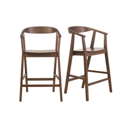 Miliboo - Tabourets de bar scandinaves en bois foncé (lot de 2) BAHIA