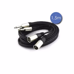 Câble audio - NEUTRIK - 2 XLR mâles 2 Jack 6.35 mâles - 1.50m - Connecteur métal droit - Noir