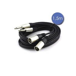 Câble audio - NEUTRIK - 2 XLR mâles 2 Jack 6.35 mâles - 1.50m - Connecteur métal droit - Noir