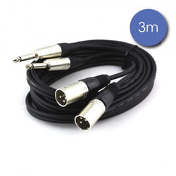 Câble audio - NEUTRIK - 2 XLR mâles 2 Jack 6.35 - Connecteur métal - Longueur 3m - Noir