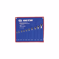 KING TONY - Trousse de 10 clés à cliquet réversible pouce 5/16 à 15/16 Caractéristiques principales de ce produit : Clés mixt ...