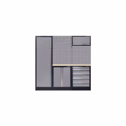 KING TONY - Demi mobilier d'atelier option gauche - gris Caractéristiques principales de ce produit : 2 panneaux perforés. 1  ...