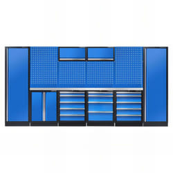 Mobilier d'atelier complet Noir - Bleu - Inox - 19 pcs