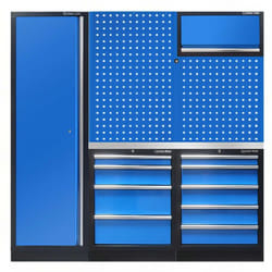 Mobilier d'atelier complet Noir - Bleu - Inox - 10 pcs
