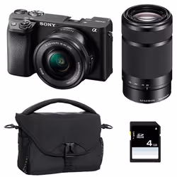 Sony appareil photo hybride alpha 6400 noir + 16-50 + 55-210 + sac + sd 8 go