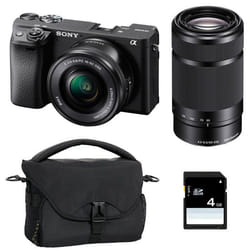Sony appareil photo hybride alpha 6400 noir + 16-50 + 55-210 + sac + sd 8 go