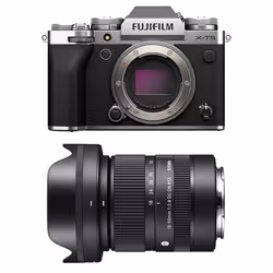 Fujifilm appareil photo hybride x-t5 silver + sigma 18-50