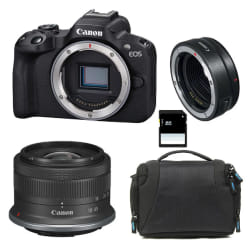 CANON EOS R50 + RF-S 18-45mm f/4.5-6.3 IS STM + Sac + Carte SD 8 Go + Bague EF-EOS R