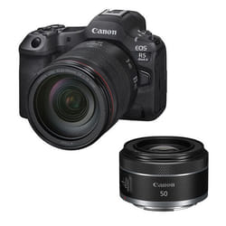 Hybride Canon appareil photo hybride eos r5 mark II + objectif rf 24-105mm f/4 l is usm + rf 50mm f/1.8 stm