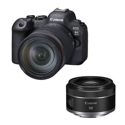 Hybride Canon appareil photo hybride eos r6 mark II + objectif rf 24-105mm f/4l is usm + rf 50mm f/1.8 stm