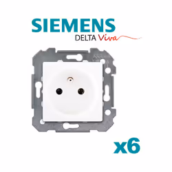Lot de 6 Prises 2P+T BLANC Siemens Un design contemporain et un grand choix de coloris La gamme d'appareillage modulaire Delt ...