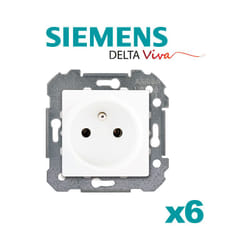 Siemens - Lot de 6 Prises 2P+T blanc delta viva