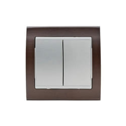 Siemens - Double Va et Vient Silver Delta Iris + Plaque Bois Wengé
