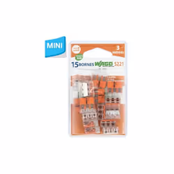 Blister de 15 mini bornes de connexion automatique 3 fils WAGO S221 Mini bornes de connexion automatique Wago S221 disposant  ...