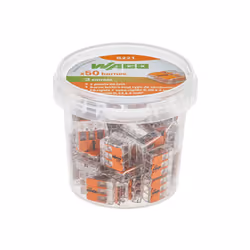 Description générale Le pot de 50 mini bornes de connexion automatique WAGO S221 est conçu pour le raccordement de fils soupl ...