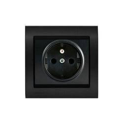 Siemens - Prise 2P+T Anthracite Delta Iris + Plaque Métal texturé Alu Noir