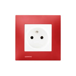 Prise 2P+T Blanc Delta Viva + Plaque Rouge - SIEMENS