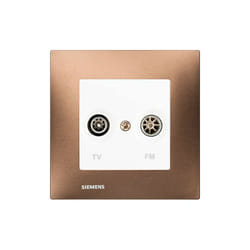 Siemens - Prise tv /fm Blanc Delta Viva + Plaque Métal Marron