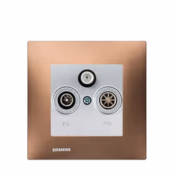 Prise TV FM SAT Silver Delta Viva + Plaque Métal Marron