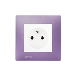 Prise 2P+T Blanc Delta Viva + Plaque Violet - SIEMENS