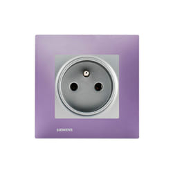 Prise 2P+T Silver Delta Viva + Plaque Violet - SIEMENS