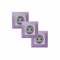 LOT 3 Prise 2P+T Silver Delta Viva + Plaque Violet Un design contemporain et un grand choix de coloris La gamme d'appareillag ...