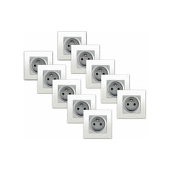 Siemens - lot de 10 Prises 2P+T Silver Delta Viva + Plaques Blanc