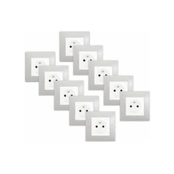 Siemens - lot de 10 Prises 2P+T Blanc Delta Viva + Plaques Gris