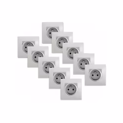LOT de 10 Prises 2P+T Silver Delta Viva + Plaques Gris Un design contemporain et un grand choix de coloris La gamme d'apparei ...