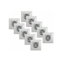 Siemens - lot 10 de Prises 2P+T Silver Delta Viva + Plaques Gris