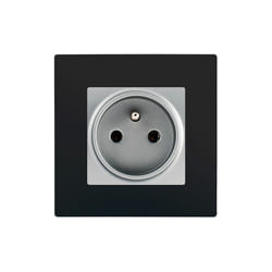 Prise 2P+T Silver Delta Viva + Plaque Noir - SIEMENS