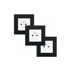 Siemens - lot 3 Prise 2P+T Blanc Delta Viva + Plaque Noir