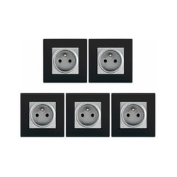 Siemens - lot de 5 Prises 2P+T Silver Delta Viva + Plaques Noir