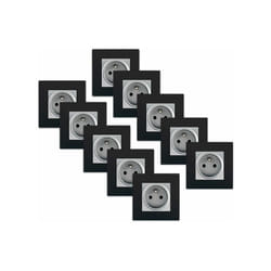 Siemens - lot 10 de Prises 2P+T Silver Delta Viva + Plaques Noires