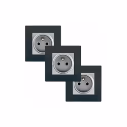 LOT de 3 Prises 2P+T Silver Delta Viva + Plaques Anthracite Un design contemporain et un grand choix de coloris La gamme d'ap ...