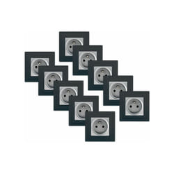 Siemens - lot 10 Prise 2P+T Silver Delta Viva + Plaque Anthracite