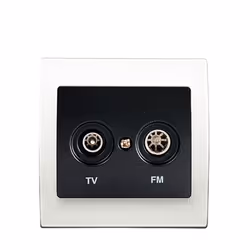 Prise TV/FM Anthracite Delta Iris + Plaque basic Blanc