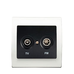 Prise TV/FM Anthracite Delta Iris + Plaque basic Blanc