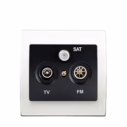 Prise TV/FM/SAT Anthracite Delta Iris + Plaque basic Blanc