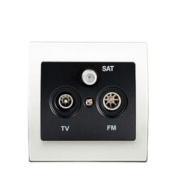 Prise TV/FM/SAT Anthracite Delta Iris + Plaque basic Blanc