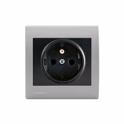Prise 2P+T Anthracite Delta Iris + Plaque basic Silver Une grande variété de choix haut de gamme La gamme d'appareillage Delt ...
