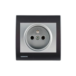 Siemens - Prise 2P+T Silver Delta Iris + Plaque basic Anthracite