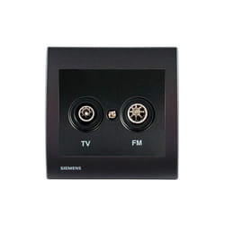 Prise tv/fm Anthracite Delta Iris + Plaque basic Anthracite Siemens